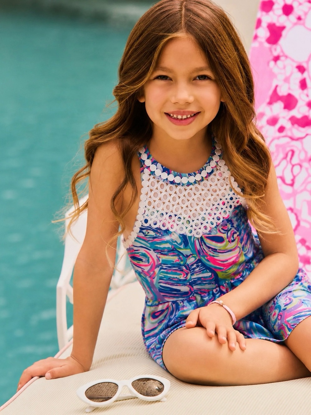 Lilly Pulitzer | Girls' Kinley Multicolor Swirl Crochet-Neck Dress ~ Size 10